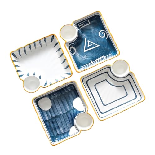 Set de 4 Platos Sushi Cerámica Cuadrados Irregulares miniatura 1
