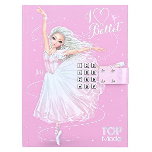 Depesche 12124 TOPModel Ballet-Agenda con código numérico y Sonido Rosa, Libro con Motivo de Bailarina y 80 páginas rayadas e ilustradas a Color, Multicolor, ca. 20,5 x 15 x 3,5 cm