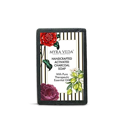 Myra Veda Activated Charcoal Bath Soap for Women & Men | Handmade Bathing Bar Soaps | Organic Bath Soaps for Women, Men | 100% Natural Therapeutic Essential Oil Bath Soap for Glowing Skin & Dry Skin Fece Soap - 100g-picture-15