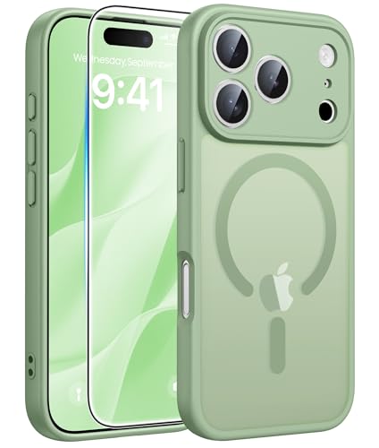 Image of FNTCASE for iPhone 17 Pro Case: [Compatible with Magsafe] Translucent Matte Cases with [Full Camera Protection] [Screen Protector] Military Grade Shockproof Protective Phone Cover - Light Moss