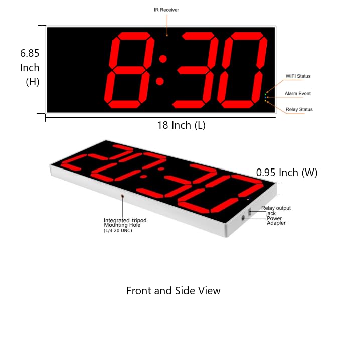 West Ocean Large Smart Digital LED WiFi Wall Clock with 6" Single Digit, Countdown, DST, Multifunction WiFi Smart Digital Wall Clock (Red) - Image 5
