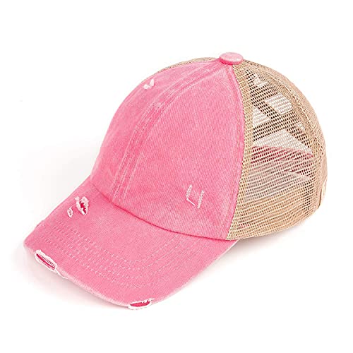 Image of Funky Junque Girl's Criss Cross Hat Messy Bun High Ponytail Kids Baseball Cap