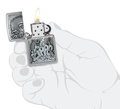 Image of Zippo Design Brushed Chrome, Windproof Pocket Lighter, Without Fuel and Gas