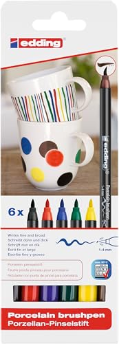EDDING Etui de 6 Marqueurs Porcelaine trait 1-4 mm Couleurs assorties