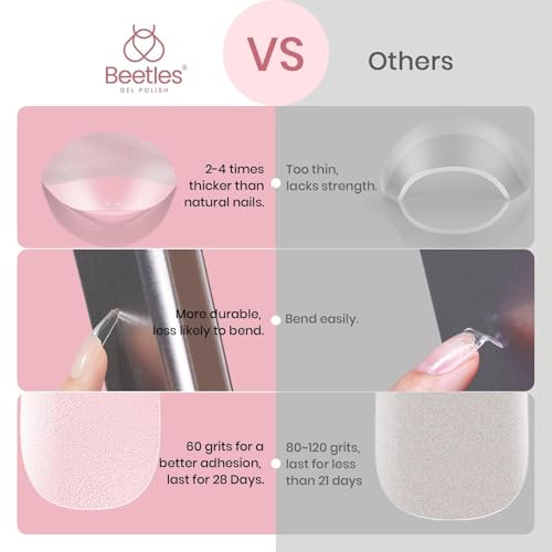 Image of Beetles Coffin Long Gel Nail Tips -Pre-Etched Half Matte Full Cover