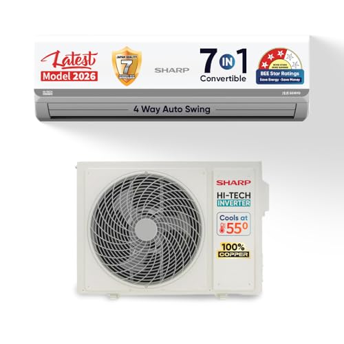 Sharp 1.5 Ton 3 star, New Star Rated, Split AC (4 Way Swing, 100%...