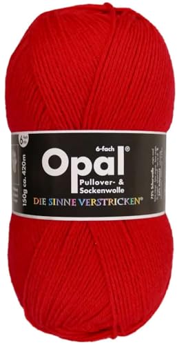 Gamital 150 gr. Opal Uni Farbe 7900 rot, 6-Fach, Brandneu, Sockenwolle, Strumpfwolle