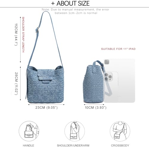 Image of JINMANXUE Woven Tote Bag For Women,Travel Shoulder Bag, Large Hollow Beach Soft Satin Handbags Hand-woven Satchel Clutch