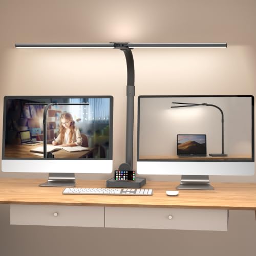 Ksunun Double Head LED Desk Lamp, Architect Desk Lamps for Home Office, 24W Brightest Workbench...