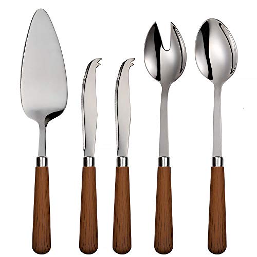 Quid Novi Flatware Corsica Collection - 5-Piece Stainless Steel Serving Set - Medium Brown