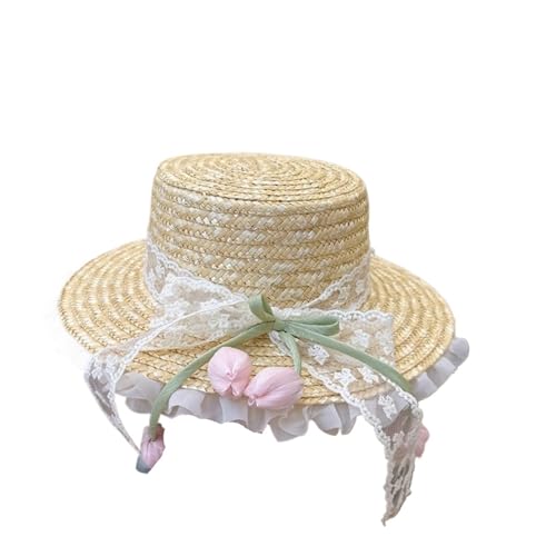 Chapeau de paille à fleurs grand bord contre le soleil