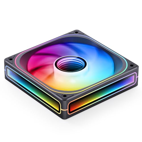 Image of JONSBO ZB-120BR (Reverse) PC Case Fan, Reverse Blade Silent Computer Fan with Axis & 4-Sides Infinity Mirror Fan 2400RPM, PWM Integrated M&F Head,3Pin ARGB, 28MM Thick,Black