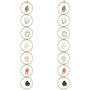 2 Pcs Raw Crystal 7 Chakra Gemstone Wall Decor Crystal Chakra Hanging Decor Window Meditation Hanging Ornament for Home Yoga Meditation Good Luck Mom Gifts Christmas Birthday Ornaments