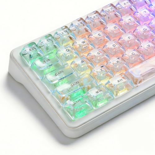 Image of dagaladoo Keyboard keycaps Jelly,Clear keycaps,Shine Through Key caps | White Ice PC keyboard caps,crystal Translucent, ASA profile keycaps for 60% 65% 75% 80% 100% Mechanical Keyboards