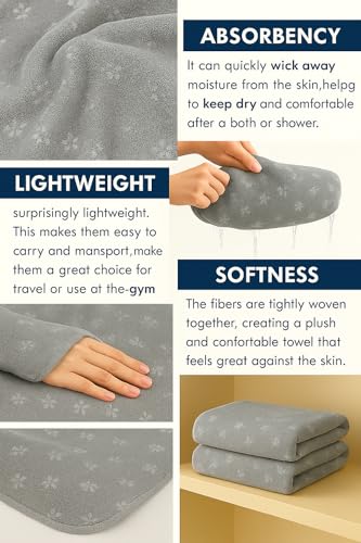 Image of Cortina Towels for Bath Large Size-Super Soft Coral Fleece Bathing Towel with Hook Quick Dry Super Absorbent-Bath Towel for Men and Women-70x140 cm 90% Polyster +10% Polymide (Reversible Embossed A)