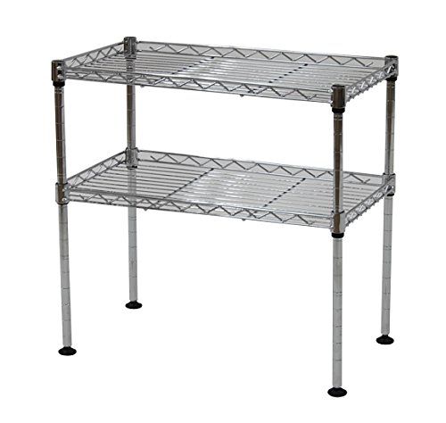 エイアイテック(AITECH) ミニスチールラック 2段 メタル シェルフ 大容量 収納棚 スリム 軽量 省スペース 頑丈 おしゃれ かわいい かこいい 高さ調整 キッチン リビング ダイニング ランドリー オフィス メタルラック本体 メッキ アジャスター 幅45㎝ 奥行25㎝ 高さ45cm KS-MR2D