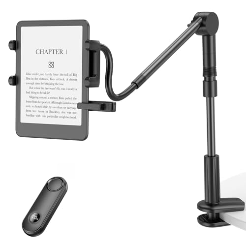 PlusAcc Soporte para girar páginas para Kindle, soporte de lector de cuello de cisne, acuéstese en la cama y leer, soporte ajustable manos libres para escritorio, compatible con Kindle, Kobo y