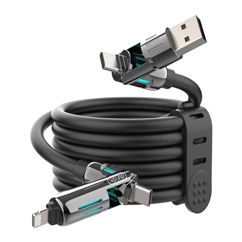 Image of MFish 240W 4-in-1 Fast Charging Cable, Black, 10FT