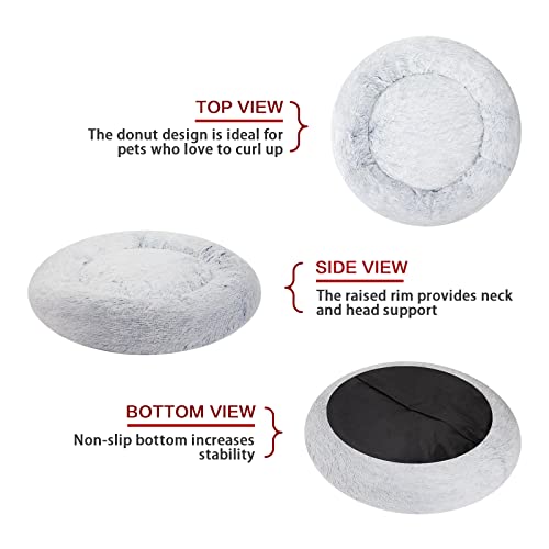 Image of Bedfolks Calming Donut Dog Bed - 45 Inches Round, Plush for Extra Large Dogs, Anti-Anxiety, Washable & Non-Slip (Light Blue, Extra Large)