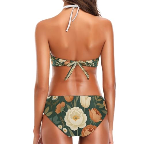 Maillot de bain triangle rose pêche extensible du S au XXL