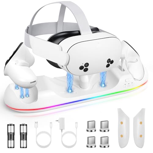 OVE Decors Breeze 38" Shower Kit Review 9 HURRA Charging Dock for Meta Quest 3S/3/2/Pro, Fast Charging Station with LED Indicator/Magnetic Charging Headset & Controllers, 2 Rechargeable Batteries, USB-C Charger & Cable
