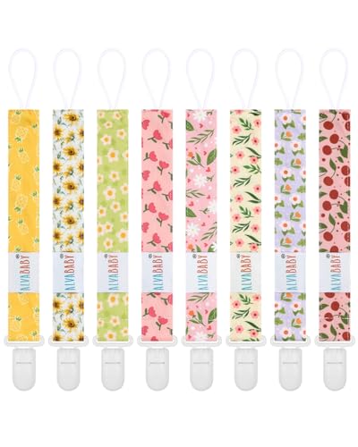 Image of ALVABABY Pacifier Clips 8 Pack Binky Paci Clip Holder Leashes 8DP21A