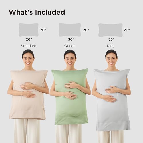 Bedsure King Size Pillow Cases Set of 2, Cooling Pillow Cases King, Rayon Derived from Bamboo White Pillowcases, Breathable & Silky Soft Cool Bedding Pillow Covers with Envelope Closure, 20x36 Inches