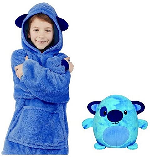 AOOPOO Neue Hoodie Decke Kinder, 2 in 1 Sweatshirt Decke und Kissen Tier...