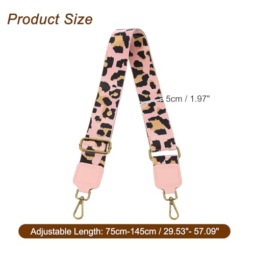 Image of uxcell Wide Shoulder Strap, 5cm Adjustable Purse Strap Replacement Crossbody Strap for Shoulder Bag Wallets, Pink, Bronze Square Mouth Buckle