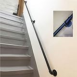 CMMC Handrail -Complete Kit(1ft-20ft). Professional Rustic Industrial Wrought Iron Pipe Stairs Handrails, Wall Mounted Black Stairway Railing, Indoor Outdoor Stairs Porch Deck Hand Rail (Size : 10ft)