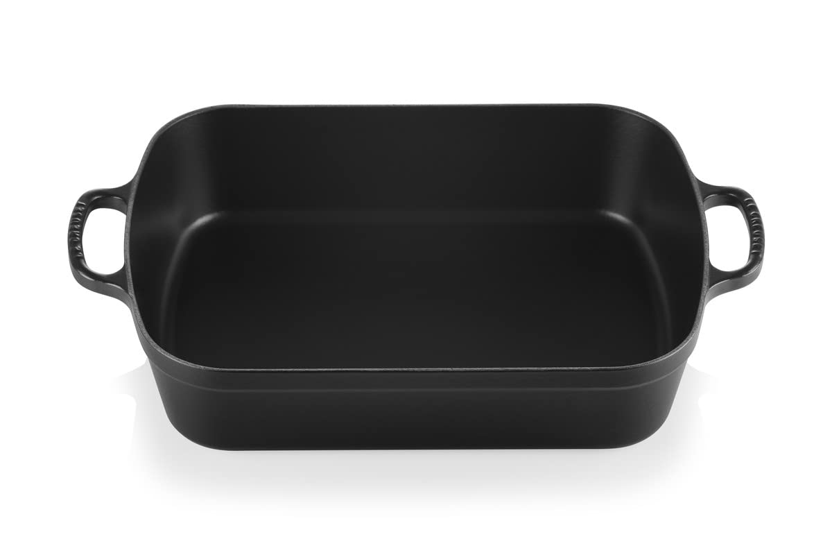 Le Creuset Bandeja asadora de hierro fundido, 37 cm, 6, 6 L, Todas las fuentes de calor incluso Inducción, Negro Mate, 20184370000422