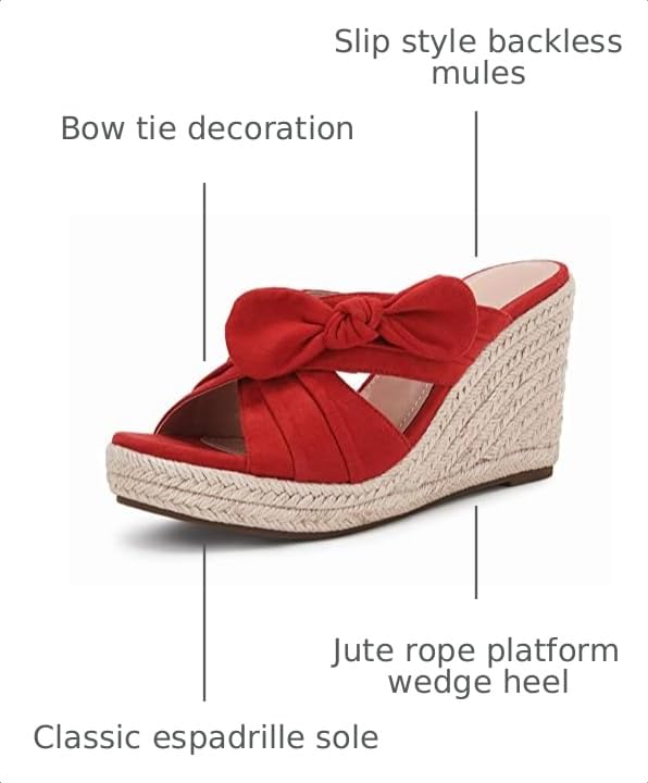 Image of Womens Espadrilles Wedge Sandals Slides Platform Slip on Bow Knot Open Toe Summer Mules Shoes
