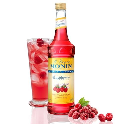 Monin - Sugar Free Raspberry Syrup, Sweet and Tart, Great for Cocktails and Lemonades, Gluten-Free, Non-GMO (750 ml)