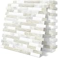 Tiwoos Thick Kitchen Backsplash 3D Peel and Stick Tile 12"x12" Self Adhesive Sticky Marble Tiles Bathroom Wall (10-Sheet?Beige White)