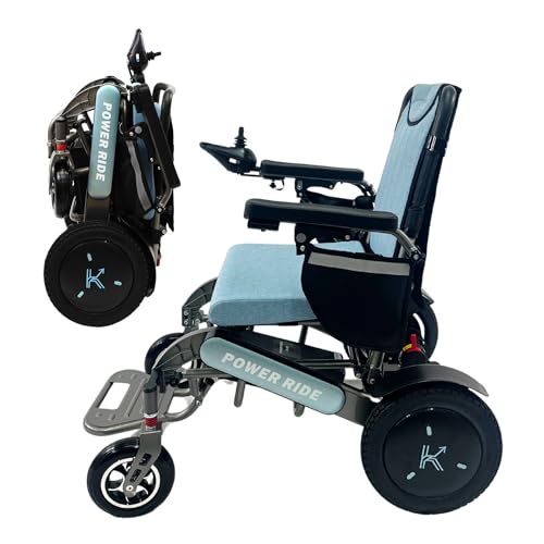Teal Blue Power Ride Wheelchair – Durable Foldable Electric Wheel...