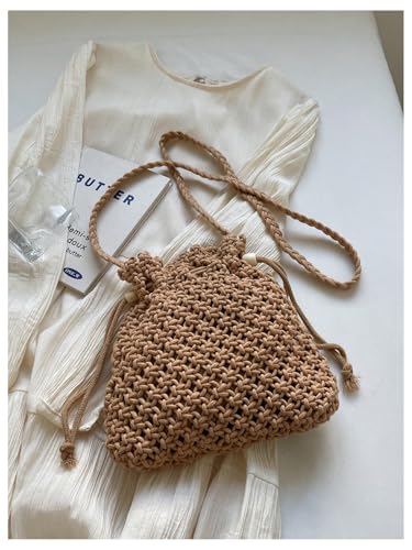 Women's Boho Drawstring Crossbody Bag Beach Vacation Resort Shoulder Bags4