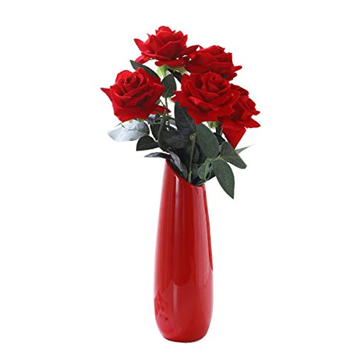 CIEEIN CIEHT Vase Vase en céramique La décoration Arrangement de Fleurs Bar Salon Réception de Mariage Rouge B 19cm de Hauteur