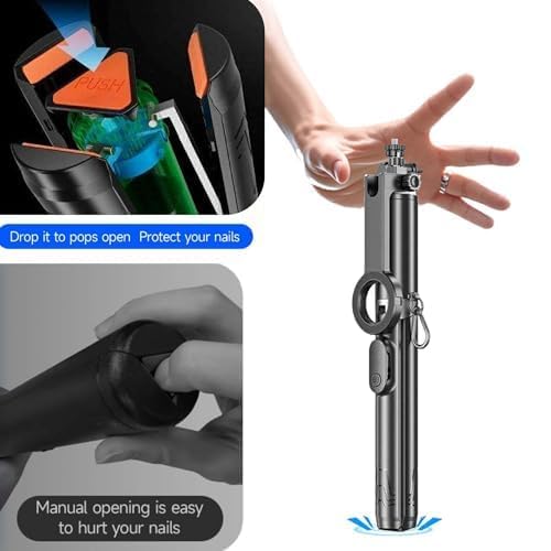 Image of Kratos Permium 1.9 M / 75 Inch Auto Pop Up Aluminum Tripod, Magnetic Selfie Stick with 360 Rotation &1 /4 inch Screw for Camera,Long Tripod Stand for Premium iPhone User for Photos & Videos