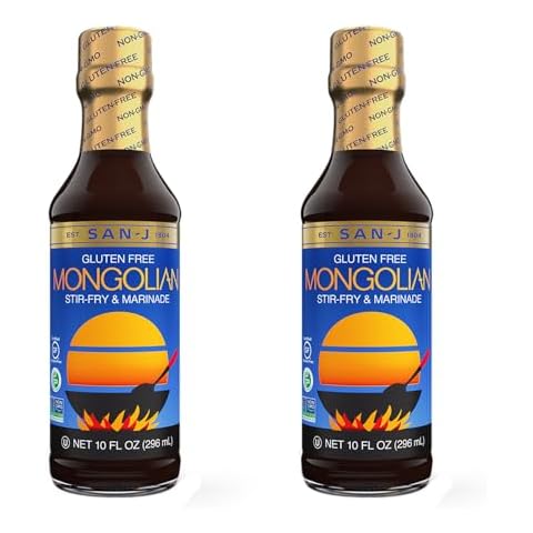 San-J - Gluten Free Mongolian Sauce - Bold and Flavorful Sauce for Cooking - Non-GMO - 10 oz. Bottles - 2 Pack Cover