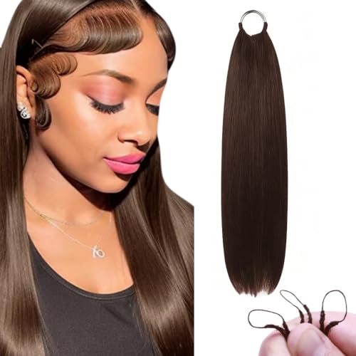 #4 Brown Crochet Human Hair, 14 Inch Unprocessed Brazilian Virgin Human Hair, Chocolate Straight Miracle Knots Crochet Human Hair Extensions 50 Grams