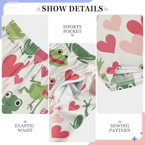 Frog Love Heart Boys Long Pants Soft Trousers Elastic Waist Kids Lounge Bottoms with Pockets S-XL4