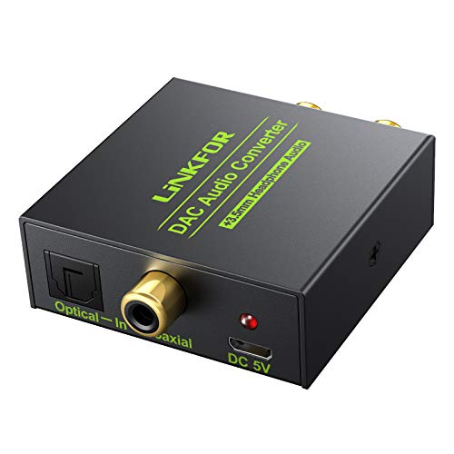 LiNKFOR Digital to Analog Audio Converter DAC Converter Digital Optical SPDIF Toslink Coaxial to Analog RCA L/R 3.5mm Jack Stereo Audio Adapter Converter with Optical Cable for HDTV PS3 PS4 TV Box - Thumbnail 4