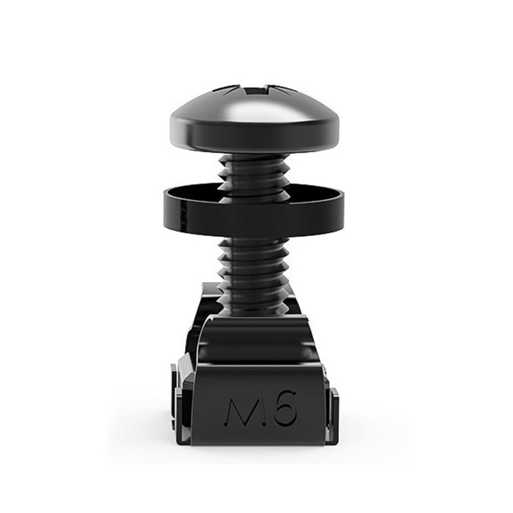 Ctrlzs Black 50Pcs M6x16mm Cabinet Screws Rack Mount Cage Nuts Washers For Server Chassis Distribution Shelves Routers,