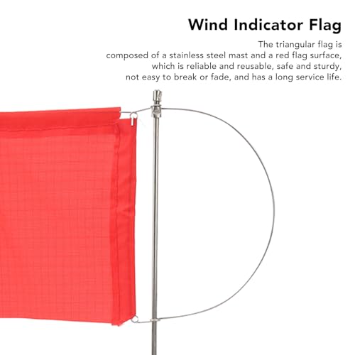 Marine Wind Indicator Flag, Stainless Steel Mast for Sailboat Yacht Red, 140x120mm, 140x120mm / 5.51x4.72 in - Image 2