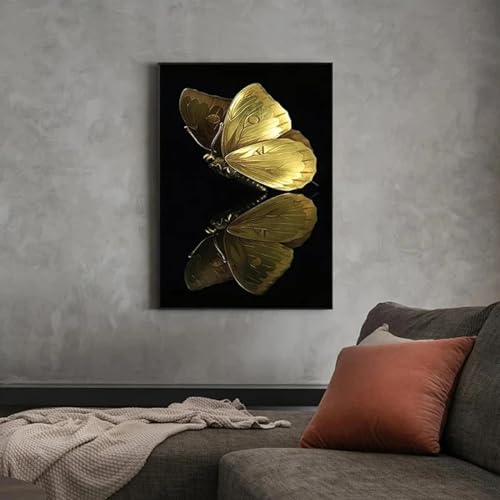 Impression papillon doré tableau abstrait moderne 60x80cm - 3