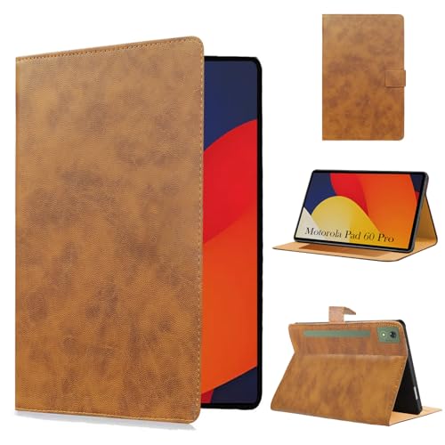 Image of Jkobi Flip Cover Folio Cover for Motorola Moto Pad 60 Pro 12.7 Inch (PU Leather | Multi-Angle Smart Stand | Card Storage Slots | Silicone Back Pouch)