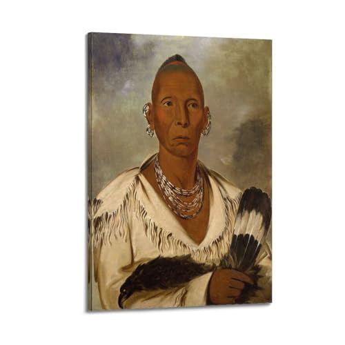 Impression sur toile Black Hawk par George Catlin pour créer un salon au style voyage