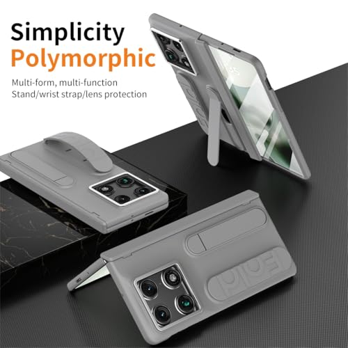 TIANDAFEIJIUB Etui do Motorola Razr Fold ze stojakiem, zintegrowana ochrona wyświetlacza, etui ochronne na zawiasy, odporne na uderzenia etui ochronne do Motorola Razr Fold (szare)
