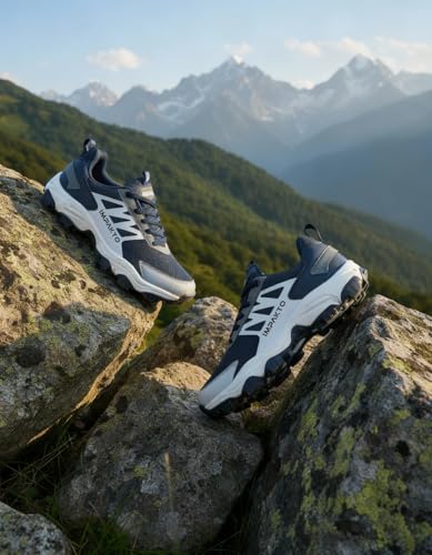 Image of Impakto Edgerunner Men's Hiking & Trekking Shoes | Lightweight & Breathable Outdoor Shoes | Anti-Skid All Terrain Grip | Cushioned Mid Sole | Trek Shoes for Mountain, Trail & Adventure