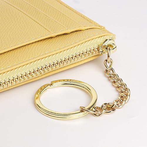 Image of Slim Minimalist RFID Blocking Leather Wallets Credit Card Holder Case Money Clip Pocket Wallet Coin Purse Keychain Travel Clutch Handbag Pocket Pouch Holster Gifts for Women Men (Yellow)